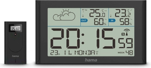 Hama Sylt meteorološka stanica s termometrom i higrometrom - crna