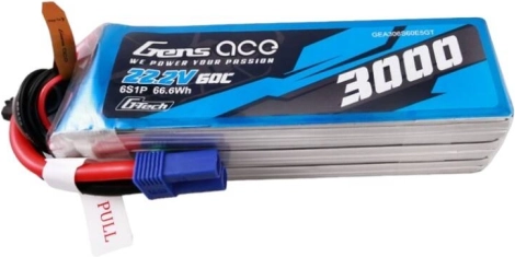 LiPo baterija Gens Ace 3000mAh 22,2V 60C s EC5 konektorom