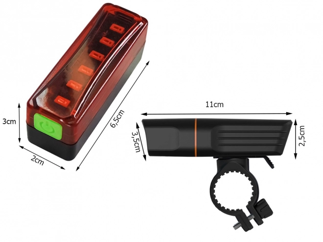 Set prednjih i stražnjih LED svjetala za bicikl s USB punjenjem