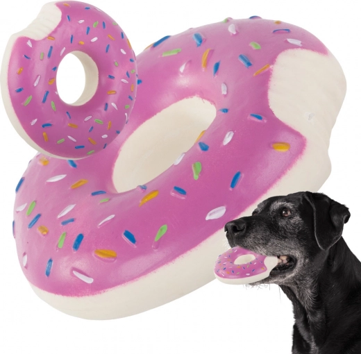 Piskajući donut za pse – gumena žvakalica 11,5 cm