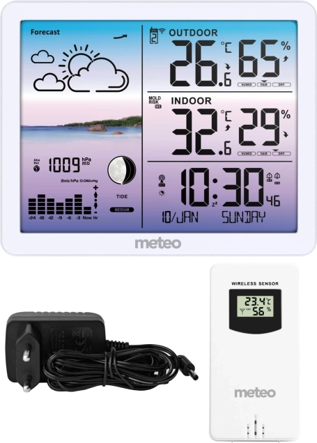 meteostanica s bežičnim senzorom METEO SP107, bijela