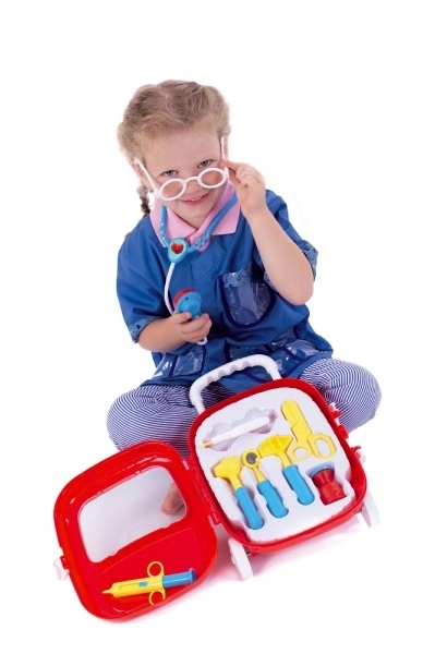 Doktorski set sa stetoskopom u kovčegu na kotačima