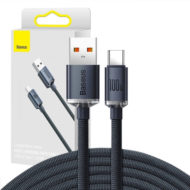 Baseus Crystal Shine kabel USB–USB‑C 100 W 2 m – crna
