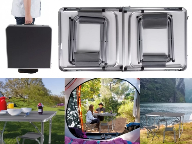Turistički sklopivi stolni set kamping stol i 4 stolice, kofer