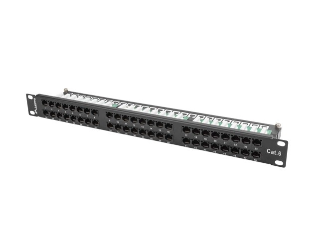 Patch panel 48 portova 1U kat.6 crni