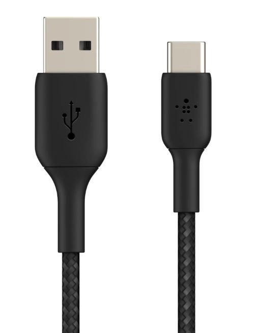 Pleteni kabel USB-C na USB-A 2m crni