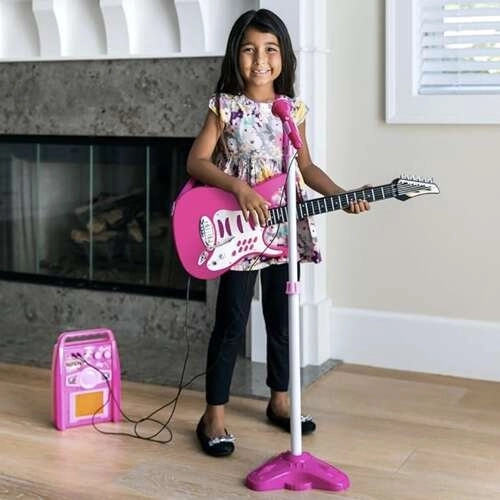 Gitara + mikrofon + pojačalo ružičasta 22407