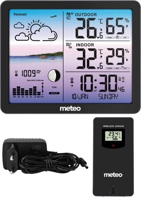 Meteo stanica s bežičnim senzorom METEO SP107, crna