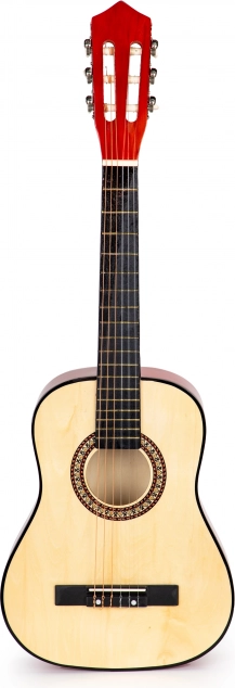 Velika dječja drvena gitara s 6 žica ECOTOYS – hnědá