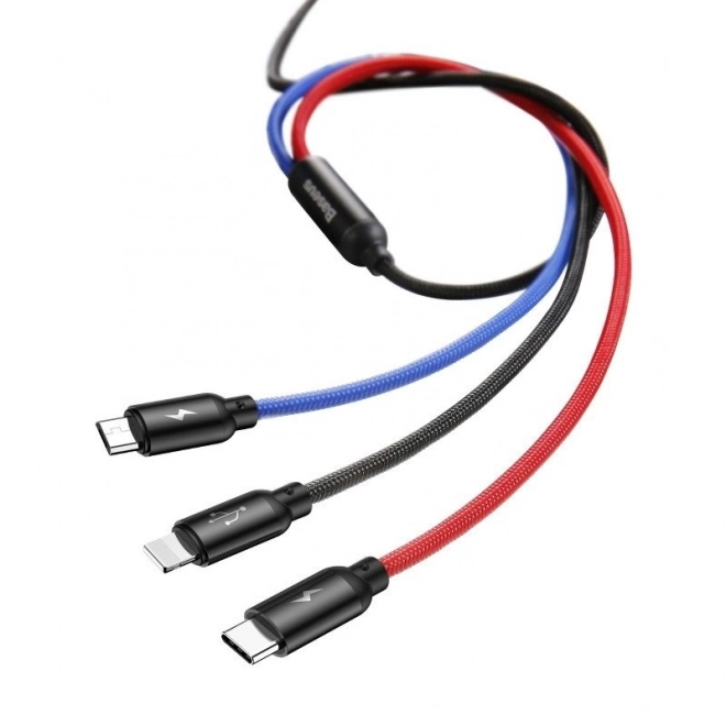 Baseus brzi USB kabel 3u1 s konektorima Type C / Lightning / Micro 3A 1,2M - crni