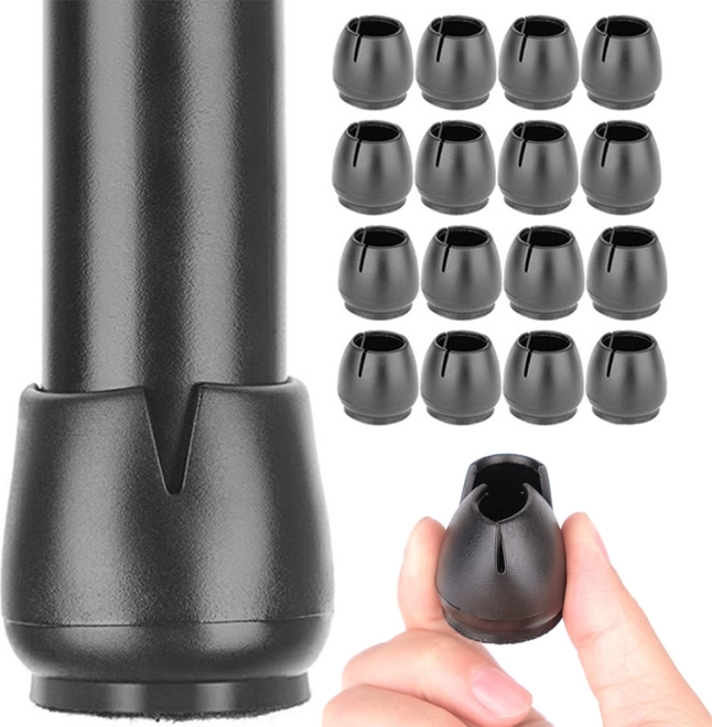 Navlake za noge stolica s filcom 12–16 mm, crne, set 16 kom