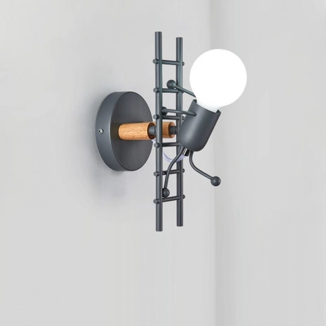Zidna lampa Loft Humanoid crna