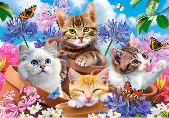 Puzzle 500 dijelova Mačići s cvijećem