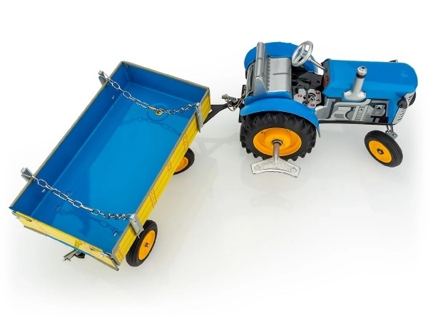 Traktor Zetor s prikolicom plavi na ključ metal 28cm Kovap u kutiji