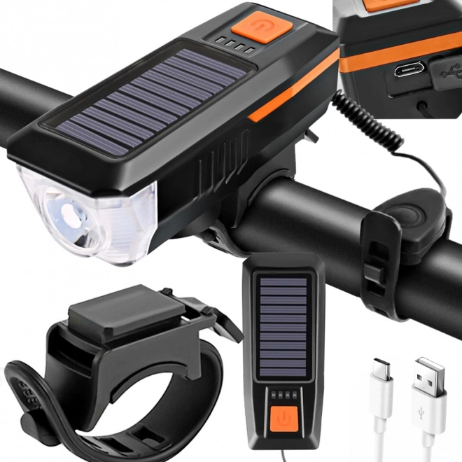 Prednje LED svjetlo za bicikl sa solarnim punjenjem i trubom