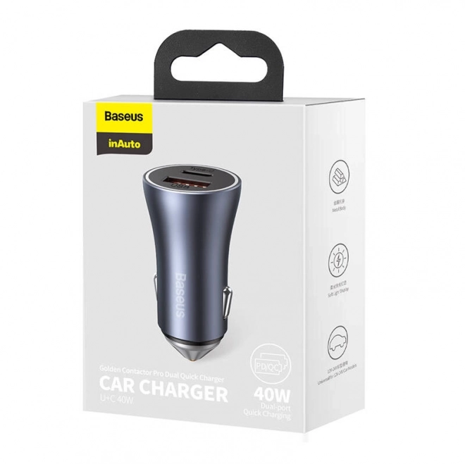 Punjač za auto Baseus s USB i USB-C, 40W