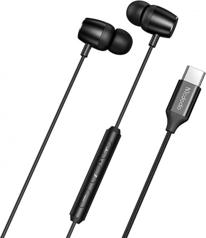 Mcdodo žičane slušalice u uhu s USB‑C (crna)