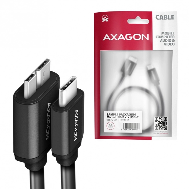 Micro-B USB na USB-C 3.2 Gen 1 1m 3A ALU PVC kabel