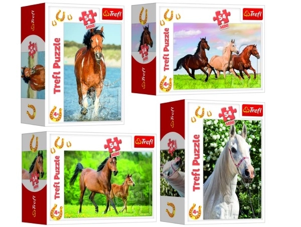 Minipuzzle 54 dijelova Konji 4 vrste u kutiji 9x6,5x4cm