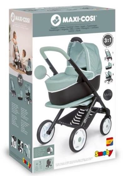 Kombinirani kolica Maxi Cosi za lutke zeleno-siva
