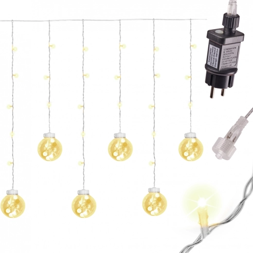 Božićna LED svjetlosna zavjesa s kuglicama 3 m sa 108 LED