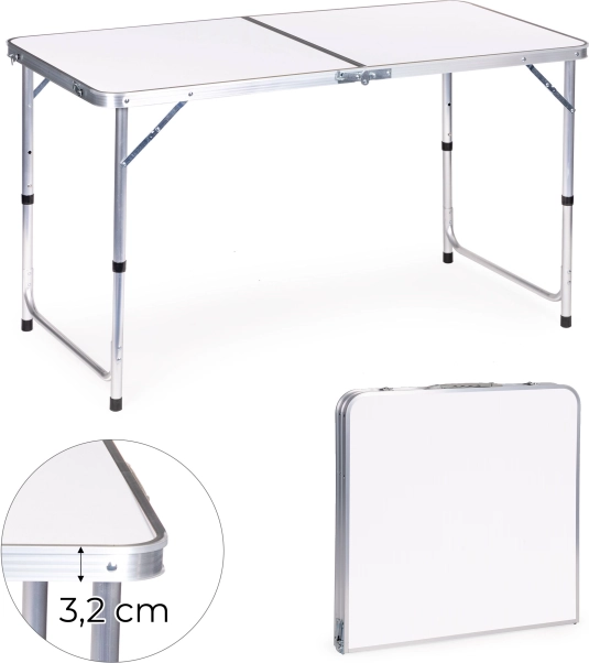Sklopivi turistički stol MultiGarden, bijela ploča 120 × 60 cm