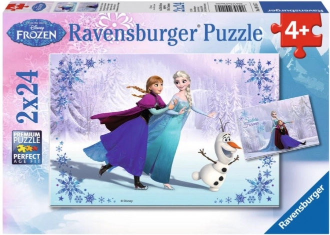 Puzzle 2x24 komada Snježno kraljevstvo Sestre zauvijek