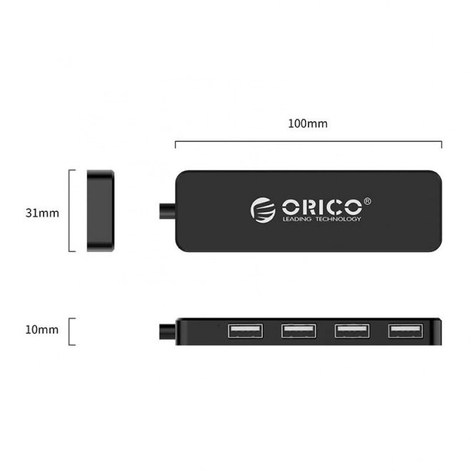 Orico adapter razdjelnik, USB na 4xUSB (crni)