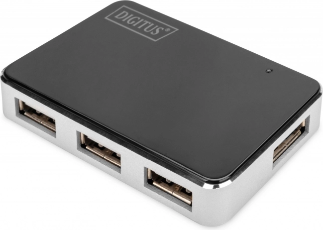 aktivni USB 2.0 hub s 4 priključka, crno‑srebrni DIGITUS