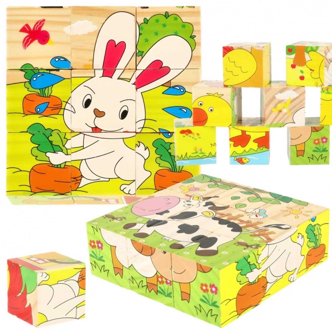 Drvene edukativne puzzle farma