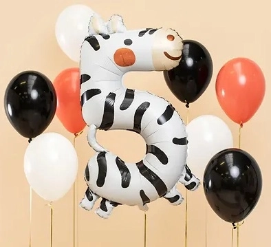 Folianski rođendanski balon broj 5 - Zebra 68 x 98 cm