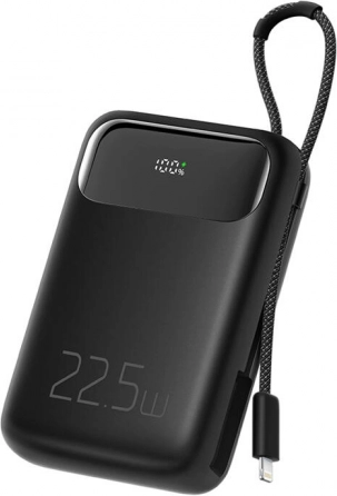 Power banka Mcdodo 10000 mAh s Lightning kabelom, 22,5 W (crna)