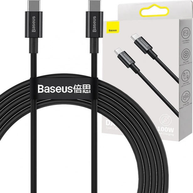 Baseus USB-C na USB-C brzokapacitetni kabel 100W, 1m crni
