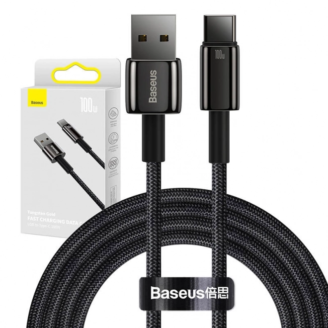 Kabel Baseus Tungsten Gold USB na USB-C, 100 W, 2 m crni