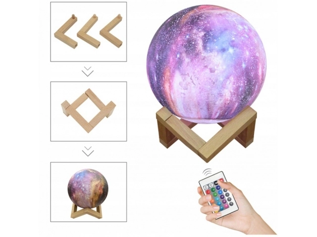 Noćna lampa GALAXY 3D s RGB osvjetljenjem u boji + daljinski upravljač