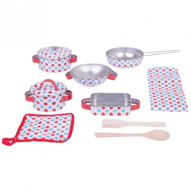 Bigjigs Toys Sada posuđa s točkicama