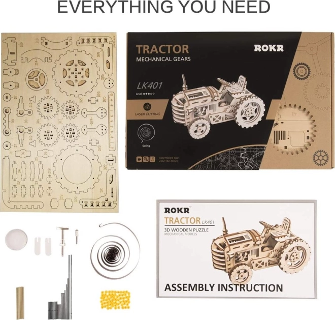 RoboTime 3D drvena mehanička slagalica Traktor