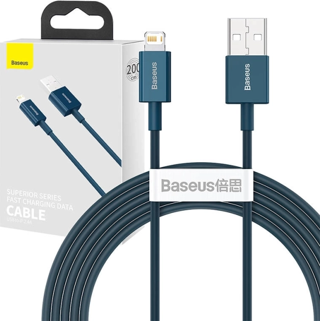 Baseus USB‑A na Lightning kabel 2 m, 2,4 A – plavi