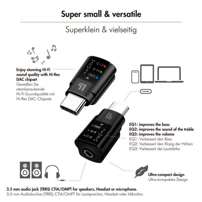 Audio adapter USB-C/M na 3.5mm/F s DAC i EQ
