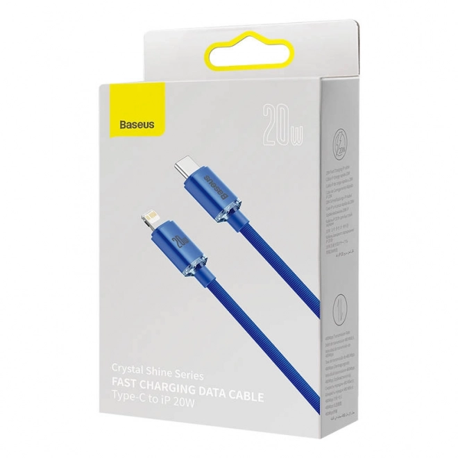 Baseus Crystal Shine kabel USB-C na Lightning 20W PD 2m plavi