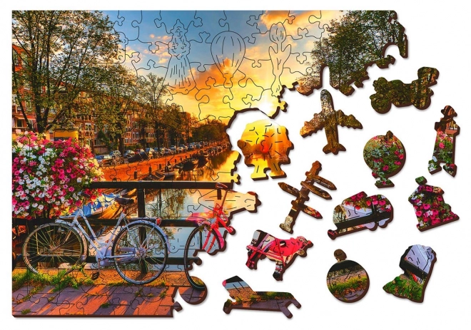 Drvene puzzle Bicikli u Amsterdamu 2u1