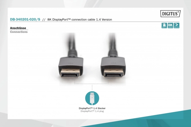 Premium DisplayPort spojni kabel 8K 60Hz UHD 2m crni
