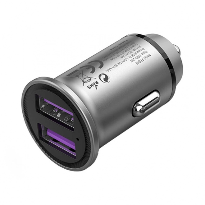 Auto punjač 2x USB Vention 30W Siva