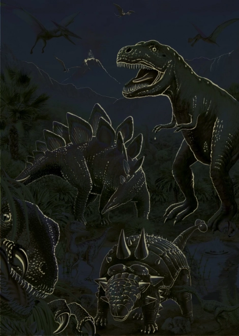 Svjetleće puzzle svijet dinosaura 100 XL dijelova