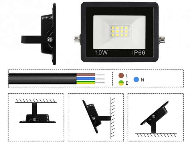 Vanjski LED halogeni reflektor 10W 6000K vodootporan