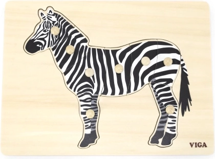Drvena Montessori slagalica s umetkom VIGA zebra