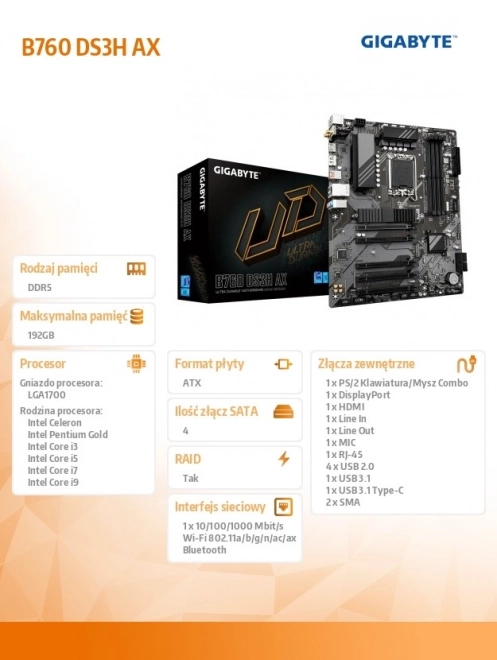 Osnovna ploča Gigabyte B760 DS3H AX