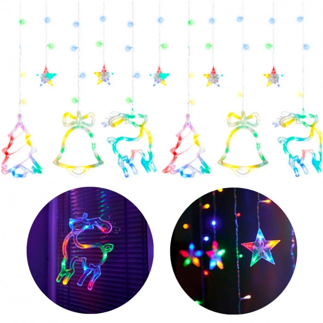 LED šareni zavjes s božićnim motivima - 2,5 m, 138 LED