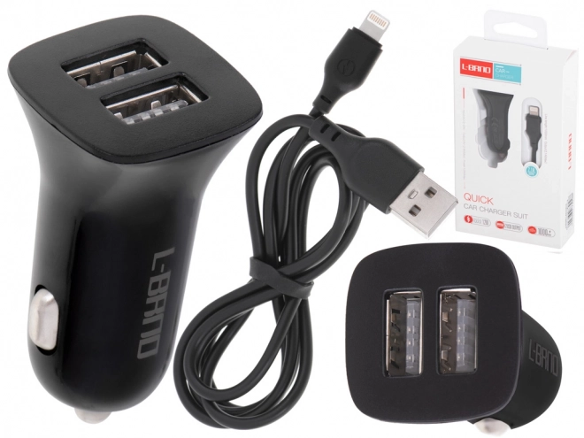 L-BRNO Dvostruki punjač za auto USB + Lightning