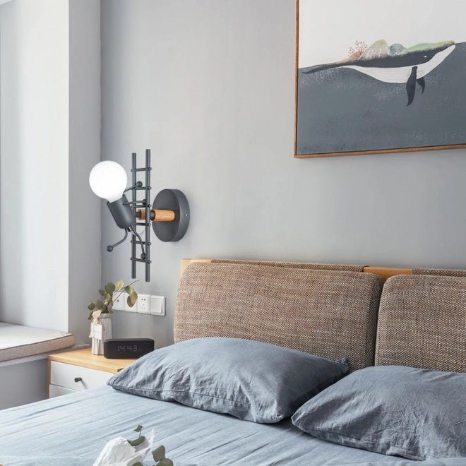 Zidna lampa Loft Humanoid crna